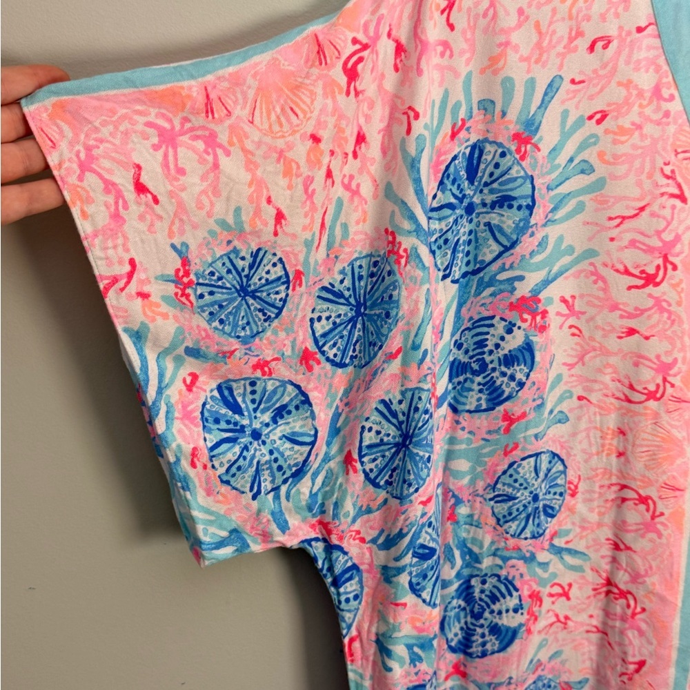 Lilly Pulitzer Sherazade Beach Cover Coral Blue Rayon Size XS - Picture 6 of 6
